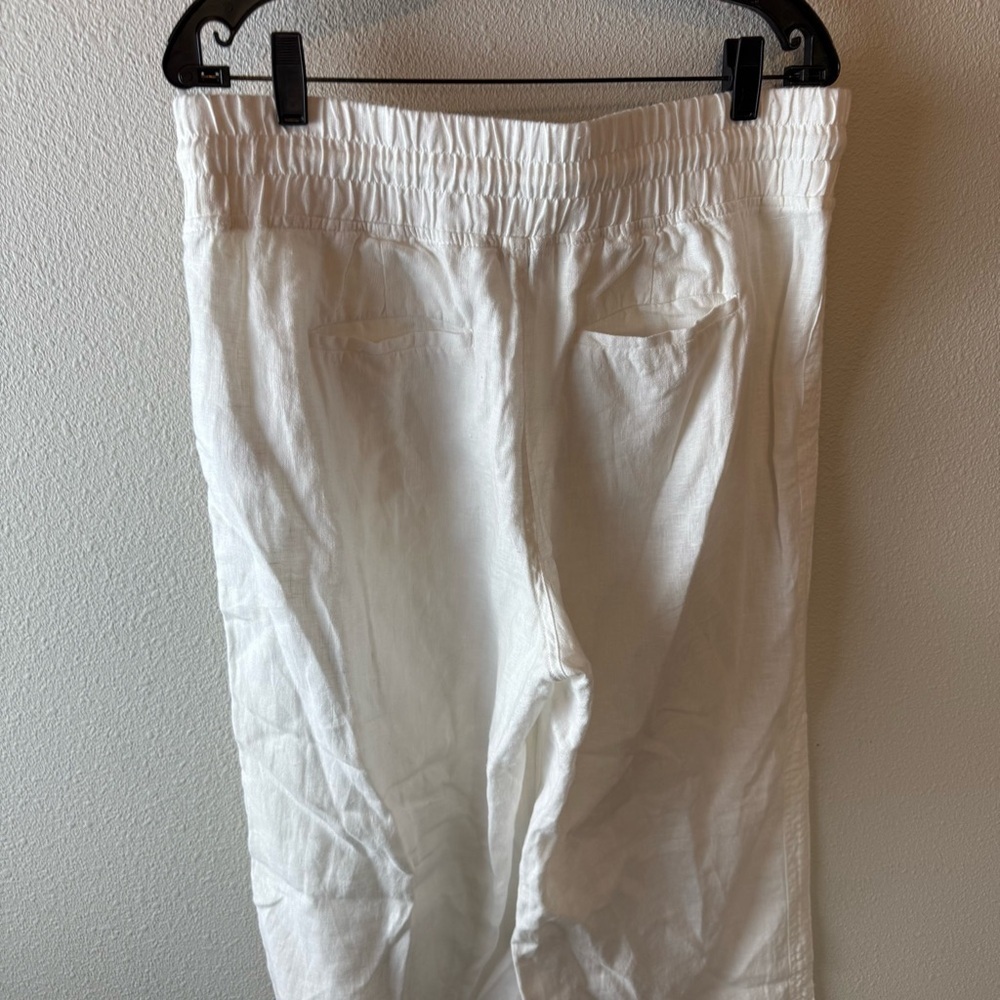 Athleta Cabo Linen Wide Leg Pant White Casual Athleisure Active Women’s Size 14 - Picture 9 of 12